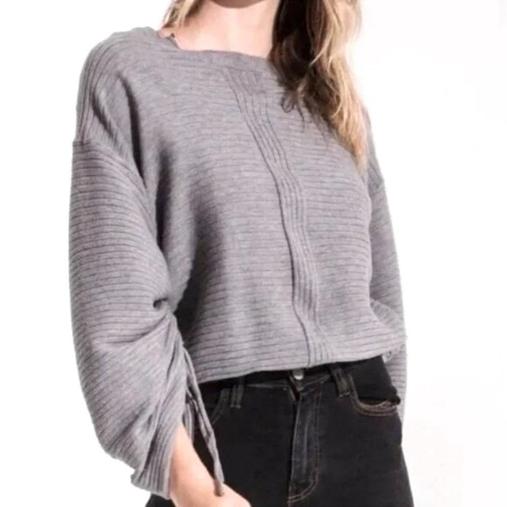 Rag Poets Gray Ribbed Sweater
Cinched Sleeves XS